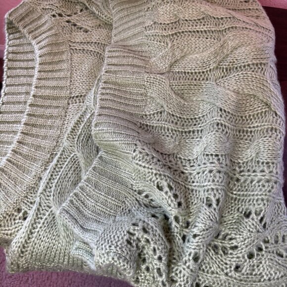 3BN Golden Hour Bubble Sleeve Sweater Dress Medium Light Green - Picture 5 of 5